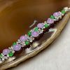 RARE Type A Semi Icy Lavender & Green Jade Jadeite Bracelet 18k white gold, natural diamonds & sapphires 7.23g Dimensions of middle piece: 88.2 by 9.2 by 4.7mm Length of Bracelet: 16cm - Huangs Jadeite and Jewelry Pte Ltd