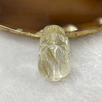 Natural Golden Rutilated Quartz Pixiu Charm for Wealth and Protection 13.48g 31.4 by 18.4 by 14.8mm - Huangs Jadeite and Jewelry Pte Ltd