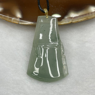 Type A Semi Icy Green Bamboo Pendant - 7.02g 39.0 by 23.3 by 5.4mm - Huangs Jadeite and Jewelry Pte Ltd