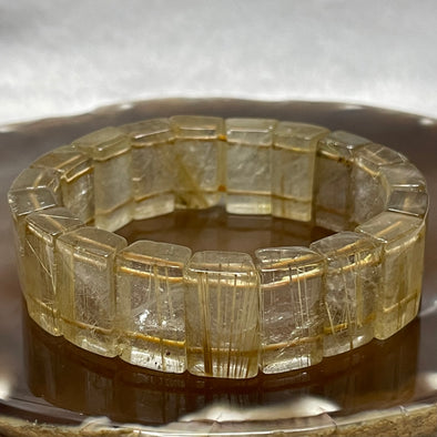 Natural Golden Rutilated Quartz Bracelet 手牌 - 64.13g 18.4 by 6.9mm/piece 19 Pieces - Huangs Jadeite and Jewelry Pte Ltd