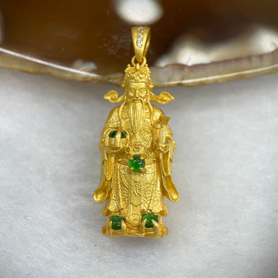 925 Silver Cai Sheng Ye Pendant - 7.74g 34.2 by 14.2 by 9.3mm - Huangs Jadeite and Jewelry Pte Ltd