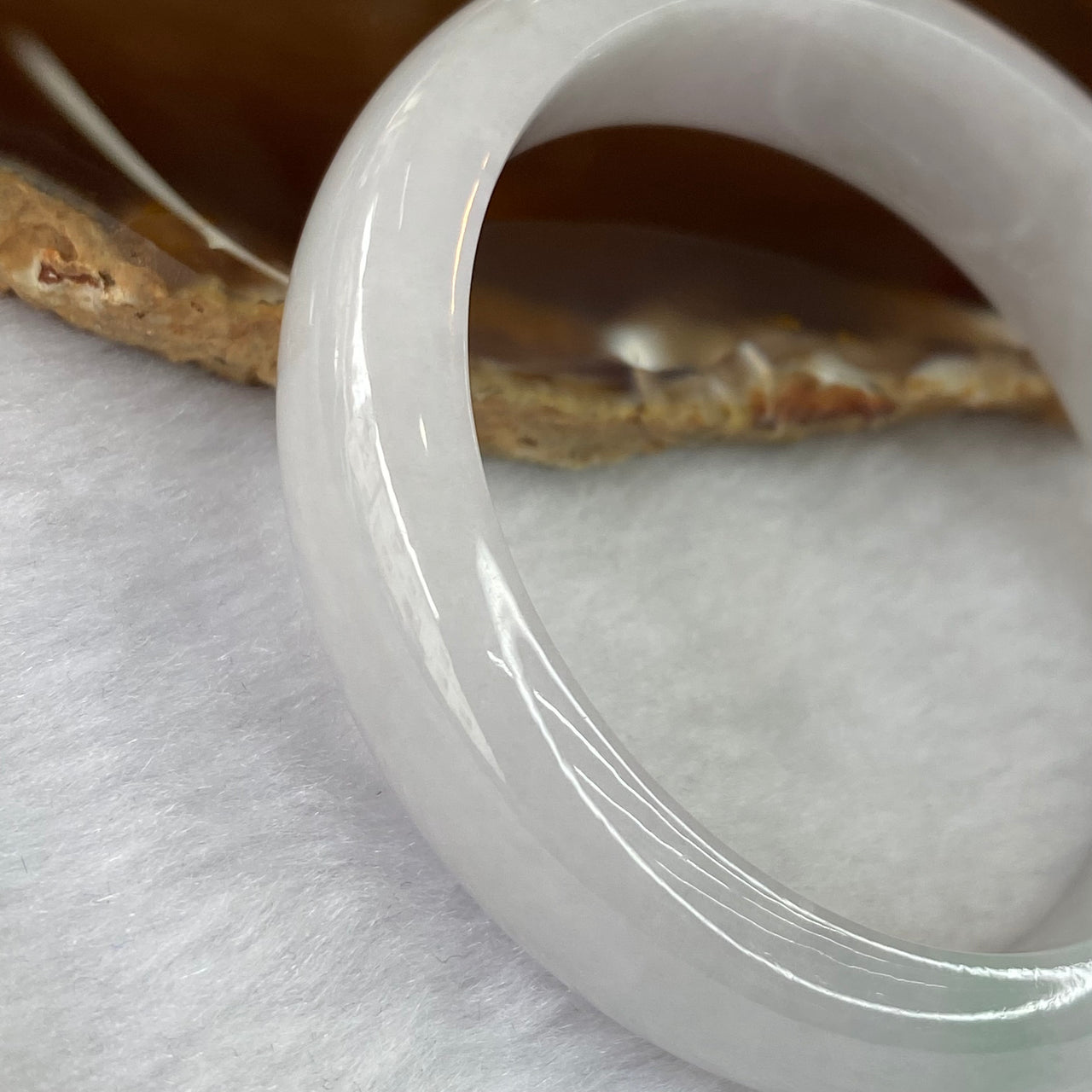 Type A Faint Lavender Green Jadeite Bangle 60.94g inner diameter 55.7mm 15.7 by 8.4mm - Huangs Jadeite and Jewelry Pte Ltd