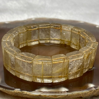 Natural Golden Rutilated Quartz Bracelet 手牌 - 75.05g 18.7 by 7.5mm/piece 18 pieces - Huangs Jadeite and Jewelry Pte Ltd