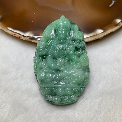 Type A Full Green Jade Jadeite Guan Yin 65.36g 74.8 by 43.9 by 10.8mm - Huangs Jadeite and Jewelry Pte Ltd