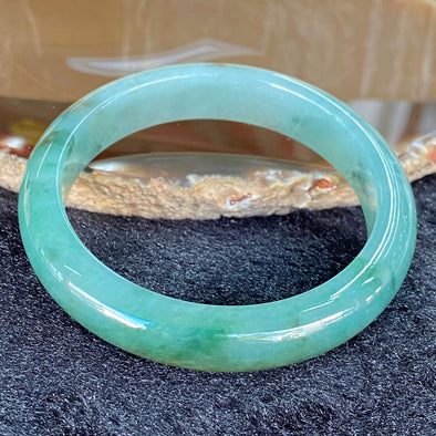 Type A Semi ICY Green Piao Hua Jadeite Bangle 53.95g Inner Diameter 57.1mm Thickness 12.6 by 8.1mm - Huangs Jadeite and Jewelry Pte Ltd