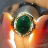 Type A Black Jade Jadeite 925 Silver Ring Size Adjustable 7.52g 15.8 by 11.7mm - Huangs Jadeite and Jewelry Pte Ltd