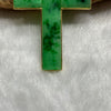 Type A Spicy Green Jade Jadeite Cross 18k Yellow Gold 4.09g 43.8 by 30.0 by 2.7mm - Huangs Jadeite and Jewelry Pte Ltd