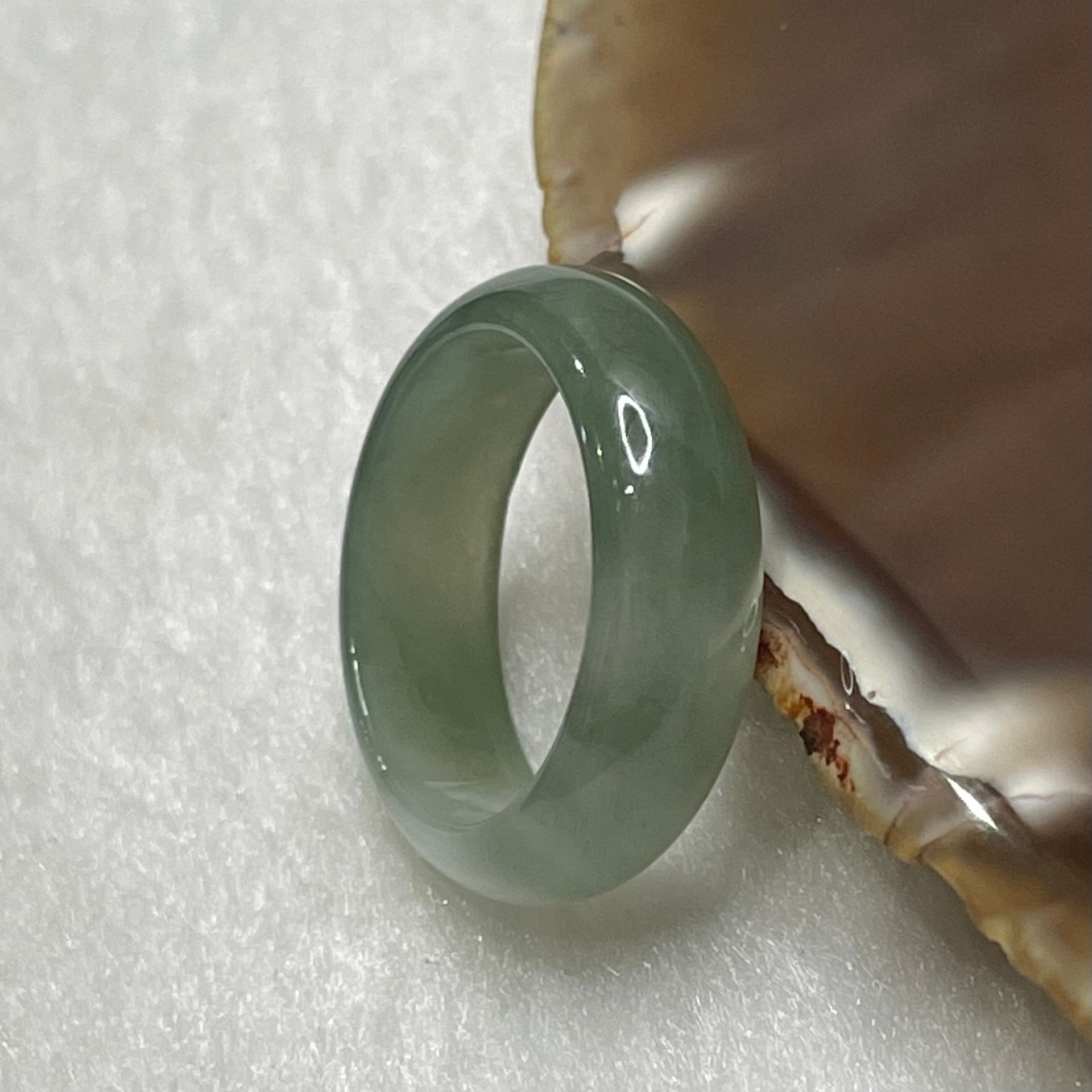 Type A Light Green Jade Jadeite Ring - 4.09g US 9.25 HK 20.5 Inner Diameter 19.3mm Thickness 7.2 by 3.3mm - Huangs Jadeite and Jewelry Pte Ltd