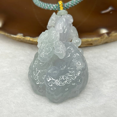 Grand Master CertifiedType A Icy Sky Blue Jade Jadeite Ruyi and Frogs Pendant - 42.40g 51.0 by 33.0 by 15.0 mm - Huangs Jadeite and Jewelry Pte Ltd