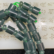 Type A Icy Blueish Green Barrel Jade Jadeite Necklace - 90.92g 7.6mm/piece 61 pieces - Huangs Jadeite and Jewelry Pte Ltd