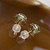 Type A Icy Green Jade Jadeite Earrings 18k Rose Gold 1.52g 9.2 by 7.9 by 6.0mm - Huangs Jadeite and Jewelry Pte Ltd
