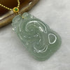Grand Master Certified Type A Icy Sky Blue Jade Jadeite Ruyi Pendant with 18K Clasp and Gold Plated Chain - 10.92g 39.2 by 25.7 by 5.0 mm - Huangs Jadeite and Jewelry Pte Ltd
