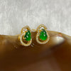 Type A Yang Green Jade Jadeite Hulu 18k Yellow Gold Earrings 0.96g 8.9 by 6.5 by 3.6mm - Huangs Jadeite and Jewelry Pte Ltd