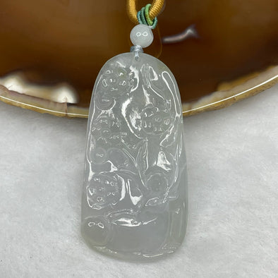 Type A Icy Lavender and Green Jade Jadeite Deer and Flower Pendant 14.3g 51 by 26.1 by 6.4 mm - Huangs Jadeite and Jewelry Pte Ltd