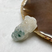 Type A Faint Green & Yellow Piao Hua with Brownish Yellow Spots Jade Jadeite Pixiu & Ruyi Charm - 14.16g 34.6 by 15.8 by 13.8mm - Huangs Jadeite and Jewelry Pte Ltd