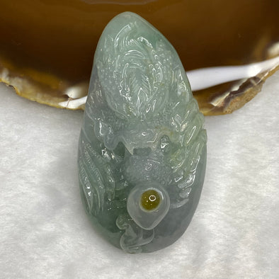 Type A Tri Color Lavender Green Yellow Dragon Ruyi Ball 77.76g 72.2 by 38.6 by 26.7mm - Huangs Jadeite and Jewelry Pte Ltd