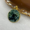 Type A Spicy Green Jadeite Wu Shi Pai Pendant with 18k Gold Setting - 2.00g 20 by 20 by 2mm - Huangs Jadeite and Jewelry Pte Ltd