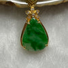 Type A Spicy Green Tear Drop Design Jade Jadeite 18k Yellow gold 1.4g 26.9 by 9.7 by 4.3mm - Huangs Jadeite and Jewelry Pte Ltd