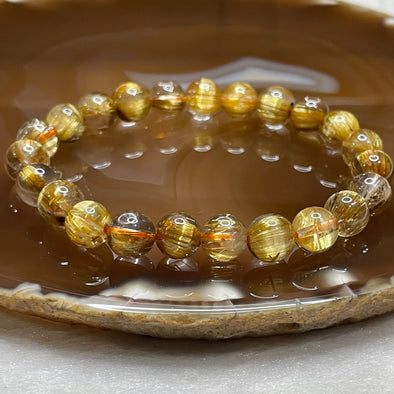 Natural Golden Rutilated Quartz Bracelet 17.65g 8.4mm/bead 23 beads - Huangs Jadeite and Jewelry Pte Ltd