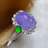 RARE Type A Semi Icy Lavender & Green Jade Jadeite Pixiu Ring 18k White gold & diamonds with NGI Cert 3.85g Dimensions of Pixiu 10.9 by 8.8 by 4.8mm US6 HK13 Inner Diameter 16.9mm - Huangs Jadeite and Jewelry Pte Ltd