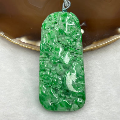 Type A Spicy Green Jade Jadeite Shan Shui Pendant - 43.07g 73.8 by 33.1 by 6.8mm Singapore Jadeite Expert - Huangs Jadeite and Jewelry Pte Ltd
