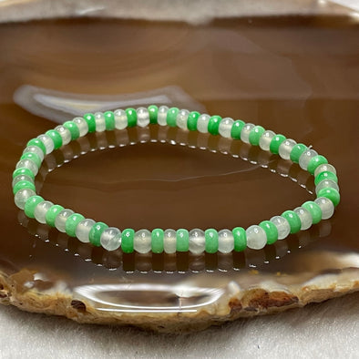 Type A Semi Icy & Apple Green Jade Jadeite Bracelet 7.21g 4.7mm/bead 64 beads - Huangs Jadeite and Jewelry Pte Ltd