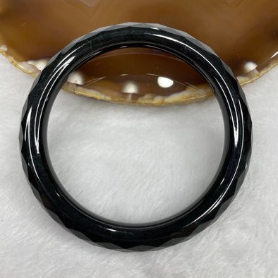 Type A Black Faceted Jadeite Bangle 39.7g inner diameter 58.2mm 8.7 by 8.5mm - Huangs Jadeite and Jewelry Pte Ltd