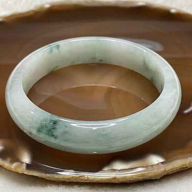 Type A Semi Icy Piao Hua Jade Jadeite Bangle 54.27g Inner Diameter: 58.1mm Thickness: 13.2 by 7.3mm - Huangs Jadeite and Jewelry Pte Ltd
