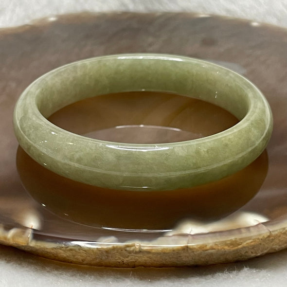 Type A Faint Green & Yellow Jade Jadeite Bangle - 36.43g Inner Diameter 53.6mm Thickness 11.7 by 6.7mm - Huangs Jadeite and Jewelry Pte Ltd