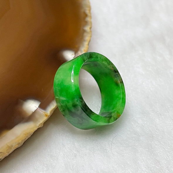 Type A Spicy Green Jade Jadeite Flat Ring 2.87g US4.5 HK9.5 Inner Diameter 15.4mm Thickness 7.7 by 2.2mm - Huangs Jadeite and Jewelry Pte Ltd