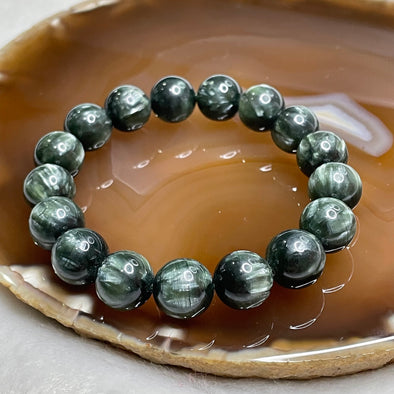 Natural Seraphinite Crystal Bracelet 绿龙晶37.02g 11.8mm/bead 17 beads - Huangs Jadeite and Jewelry Pte Ltd