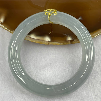 (PRE_LOVED) Type A ICY Sky Blue Bangle with 18k Gold setting - 68.12g inner diameter 54.5mm 11.3 by 11.0mm - Huangs Jadeite and Jewelry Pte Ltd