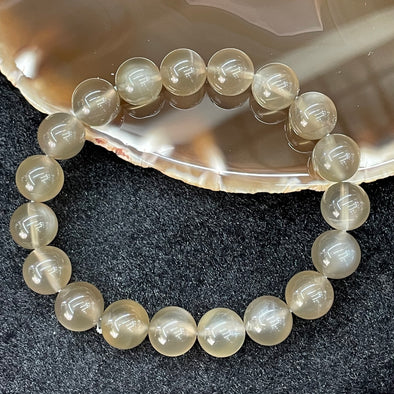 Natural Grey Moonstone Bracelet 灰月光 -29.89g 10.6mm/bead 19 beads - Huangs Jadeite and Jewelry Pte Ltd
