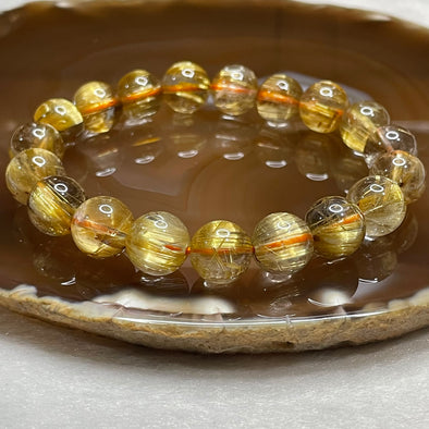 Natural Golden Rutilated Quartz Bracelet 30.51g 10.8mm/bead 19 beads - Huangs Jadeite and Jewelry Pte Ltd