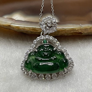 Type A Green Omphacite Jade Jadeite Milo Buddha - 3.69g 25.6 by 20.7 by 6.5mm - Huangs Jadeite and Jewelry Pte Ltd