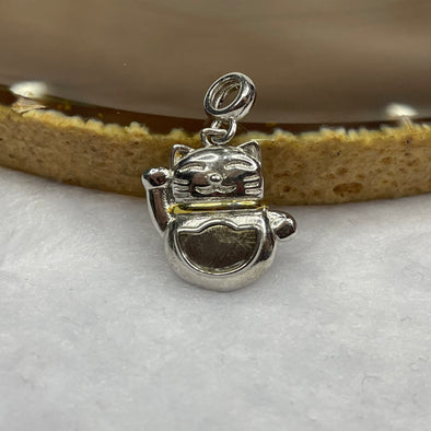 Natural Meteorite Stone with 925 Silver Setting Maneki-Neko Pendant 2.32g 24.1 by 16.0 by 3.8mm - Huangs Jadeite and Jewelry Pte Ltd