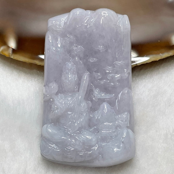 Type A Faint Lavender Jade Jadeite Guan Yin & Shan Shui Pendant - 62.6g 59.3 by 34.4 by 12.4mm - Huangs Jadeite and Jewelry Pte Ltd