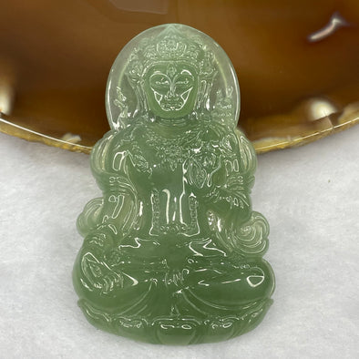 HIGH QUALITY Type A High Icy Green Tibetan Bodhisattva Jade Jadeite Pendant - 23.78g 63.0 by 38.7 by 5.7mm - Huangs Jadeite and Jewelry Pte Ltd