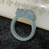 Type A Blueish Green Pixiu Jade Jadeite Ring - 4.53g US 9 HK 20 Inner Diameter 19.5mm - Huangs Jadeite and Jewelry Pte Ltd