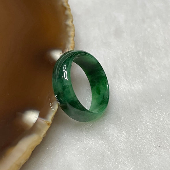 Type A Spicy Green Jade Jadeite Ring 1.68g US4.5 HK9.5 Inner Diameter 15.3mm Thickness 5.9 by 2.1mm - Huangs Jadeite and Jewelry Pte Ltd