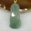 Grand Master Certified ICY Type A Green Jade Jadeite Guan Yin Pendant with 18K Gold Clasp14.07g 52.3 by 24.3 by 5.8 mm - Huangs Jadeite and Jewelry Pte Ltd