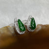 Type A Full Green Jade Jadeite Peapod 18k White Gold Earrings 1.51g 11.7 by 6.3 by 4.6mm - Huangs Jadeite and Jewelry Pte Ltd