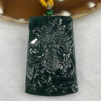 RARE Great Grand Master Certified Type A Old Mine Blueish Green Jadeite Guan Gong on Champion Stallion 29.79g 54.1 by 34.5 by 5.8mm - Huangs Jadeite and Jewelry Pte Ltd