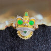 Type A Burmese Jade Jadeite 18K Gold customised Moveable Wu Shi Lion Head Ring - 6.00g 13.1 by 22.5 by 8.3mm US6.25 HK14 - Huangs Jadeite and Jewelry Pte Ltd