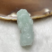 Type A Faint Green Jade Jadeite Pixiu Charm - 13.47g 35.7 by 14.2 by 14.4mm - Huangs Jadeite and Jewelry Pte Ltd