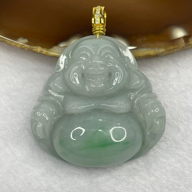 Type A Green Jade Jadeite Milo Buddha with 925 Silver Clasp -  32.47g 40.6 by 41.3 by 12.8mm - Huangs Jadeite and Jewelry Pte Ltd