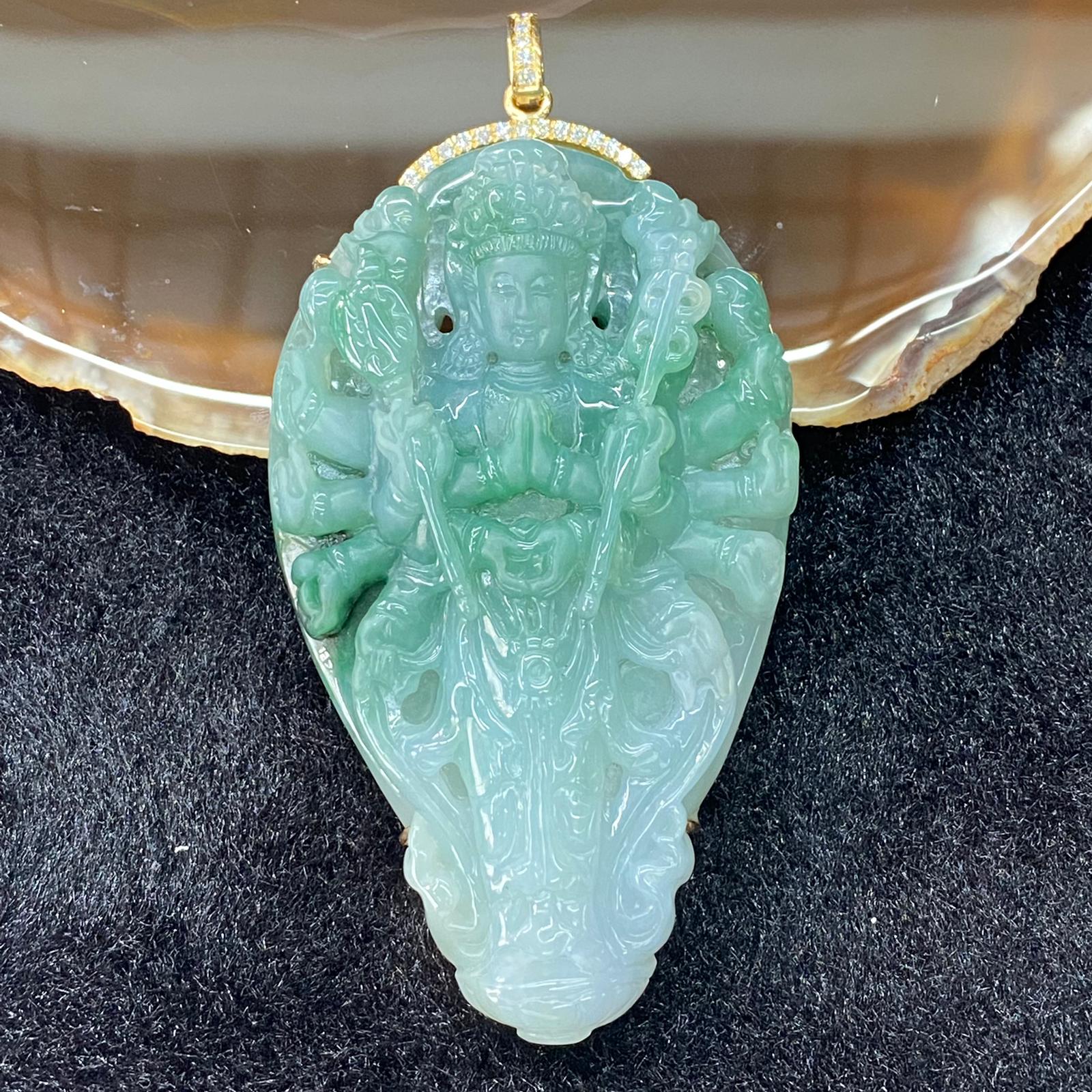 Thousand Hands Guan Yin set in 18k yellow gold & natural diamonds
