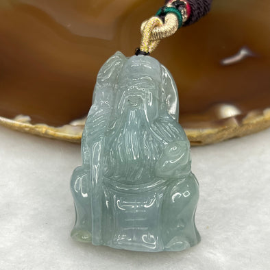 Type A Semi Icy Lavender and Green Jade Jadeite Tu Di Gong Pendant - 37.76g 41.6 by 28.0 by 16.3mm - Huangs Jadeite and Jewelry Pte Ltd