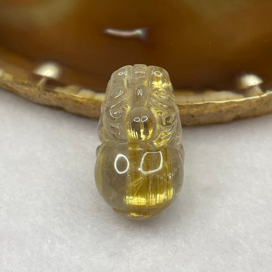 Natural Golden Rutilated Quartz Pixiu 11.24g 29.3 by 17.4 by 13.8mm - Huangs Jadeite and Jewelry Pte Ltd