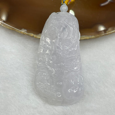 Grand Master Certified Type A Icy Faint Lavender Jade Jadeite Dragon Pendant 27.89g 58.5 by 31.8 by 7.8mm - Huangs Jadeite and Jewelry Pte Ltd